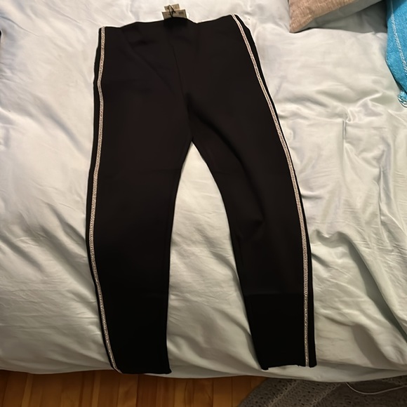 NWT Zara black leggings with jewelled stripe - Picture 3 of 4